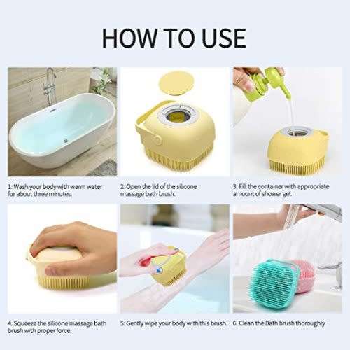SILICONE MASSAGE BATH BRUSH WITH LIQUID DISPENSER