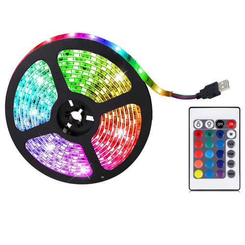 5M 5050 USB RGB Light Strip Set LED strip with 24key remote controller adapter