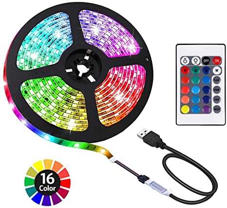 5M 5050 USB RGB Light Strip Set LED strip with 24key remote controller adapter