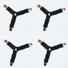 BED SHEET CLIPS, 4 PCS TRIANGLE BED SHEET STRAPS CLIPS MATTRESS CORNER SUSPENDERS GRIPPERS