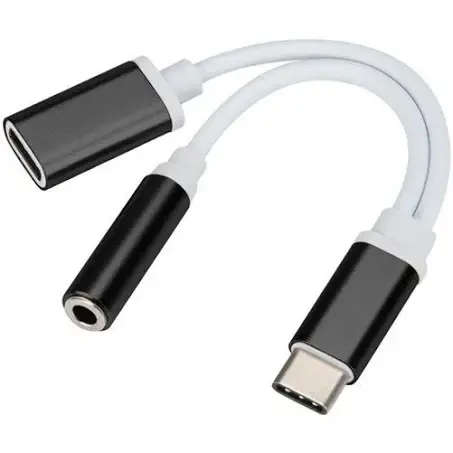 Type C 2 in 1 Aux Audio Jack and Type-C Charging Adapter