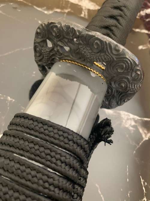 WARRIOR DRAGON SAMURAI KATANA -- FULL TANG --- BLOOD GROOVE --- BLUE SHARPENED BLADE