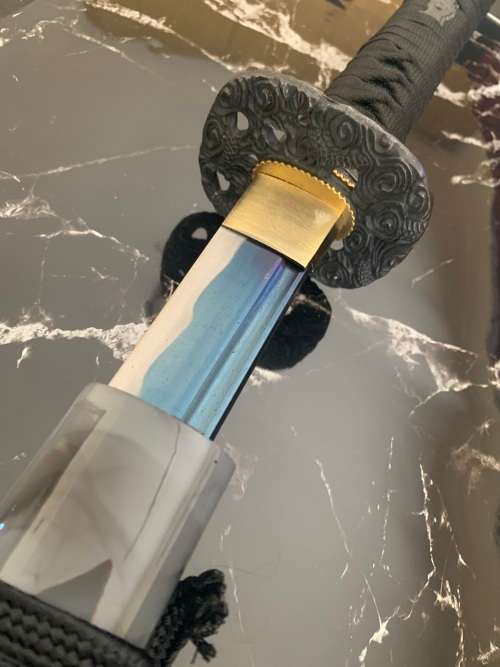 WARRIOR DRAGON SAMURAI KATANA -- FULL TANG --- BLOOD GROOVE --- BLUE SHARPENED BLADE