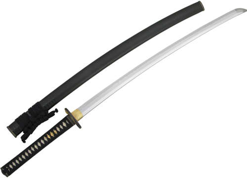 BLACK CANE LEAF SAMURAI KATANA -- FULL TANG --- BLOOD GROOVE --- SHARPENED