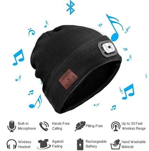 Bluetooth Beanie Hat with LED Headlight