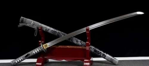 WARRIOR DRAGON SAMURAI KATANA -- FULL TANG --- BLOOD GROOVE --- BLUE SHARPENED BLADE