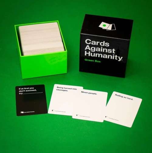 CARDS AGAINST HUMANITY GREEN/BLUE/RED BOX