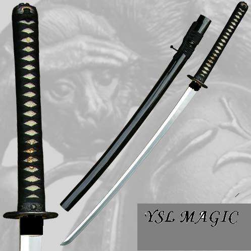 BLACK SAMURAI KATANA - FULL TANG - BLOOD GROOVE - SHARP