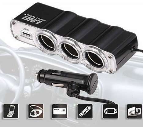 IN CAR TRIPPLE SOCKET + USB