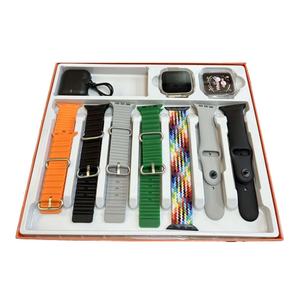 7 Strap Wireless Charging Ultra Smart Watch Gift Set