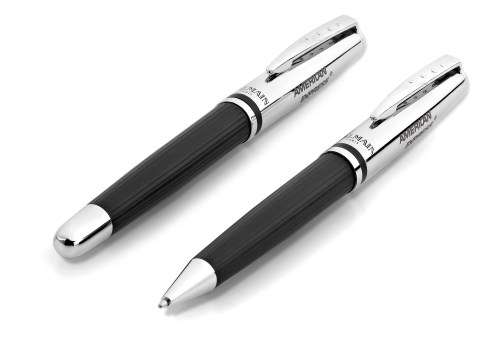 Balmain Grenoble Ball Pen & Rollerball Set - Black (PENSET-1608)