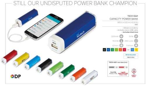 Capacity Power Bank - 2200mAh - Blue (TECH-4221)