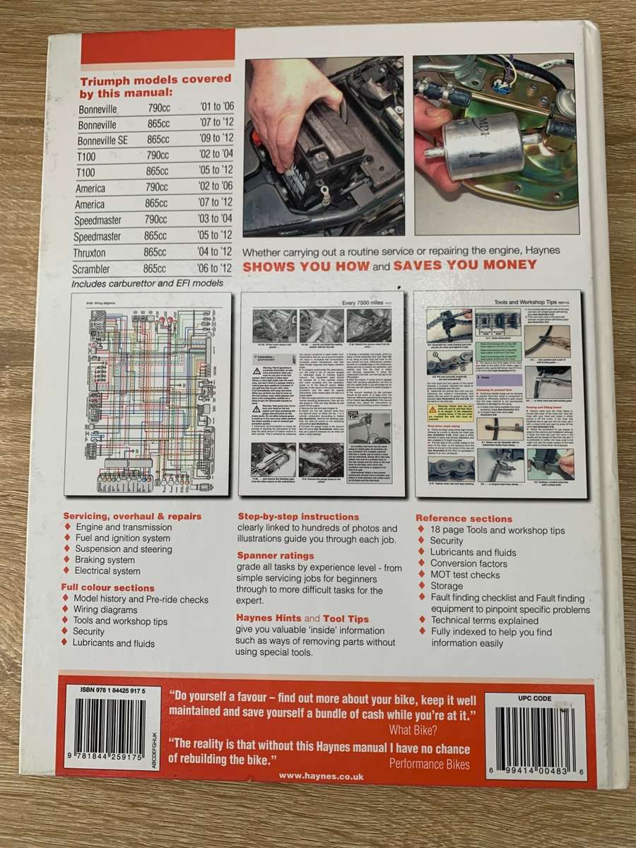 Triumph Bonneville, T100, Speedmaster, America, Thruxton & Scrambler Service & Repair Manual