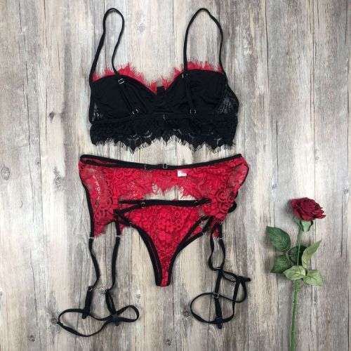 Madrid Balconette Lingerie Set with Garter - White