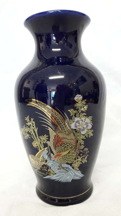 Japanese style peacock vase