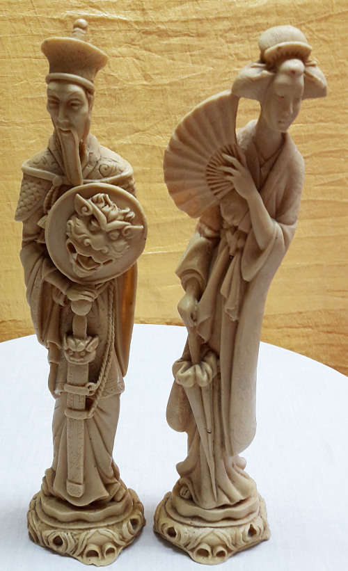Chinese Warrior and Oriental lady figurines