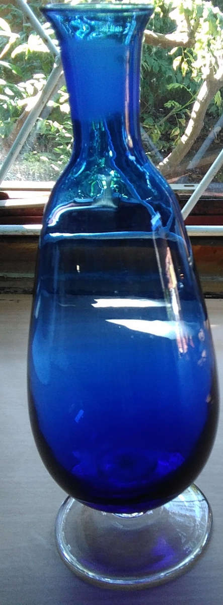 Blue glass vase