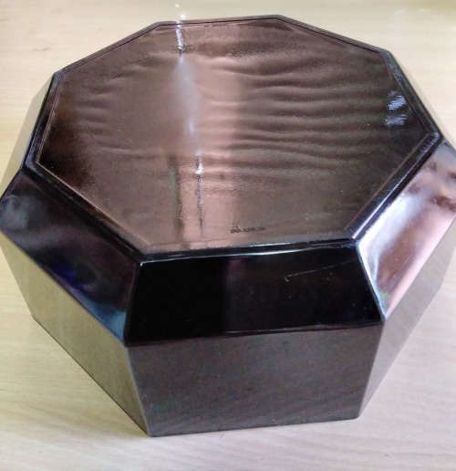 Black arcoroc octagonal serving bowl
