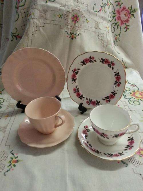 Beautiful in pink, J & G Meakin and Royal Vale Tea Trios
