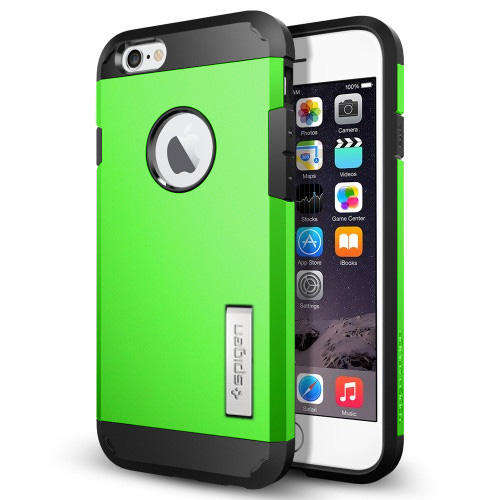 Spigen SGP Tough Armor Cell Phone Case with a Kickstand for iPhone 6, Lime