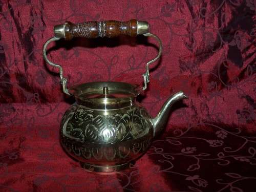 BRASS KETTLE WITH WOODEN HANDLEs
