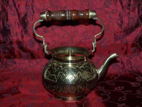BRASS KETTLE WITH WOODEN HANDLEs