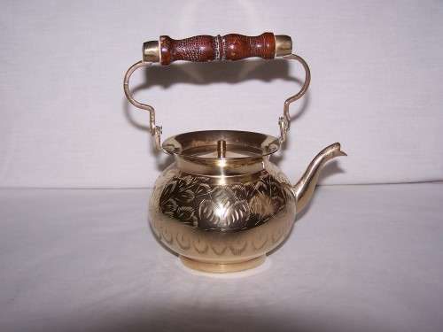 BRASS KETTLE WITH WOODEN HANDLEs