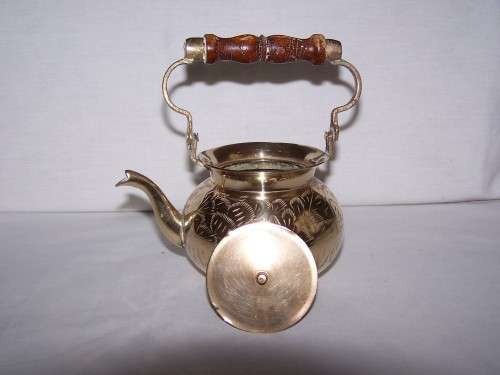 BRASS KETTLE WITH WOODEN HANDLEs
