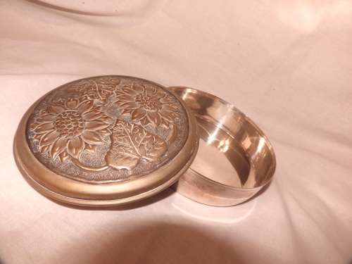 Plated brass container with lid