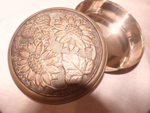 Plated brass container with lid