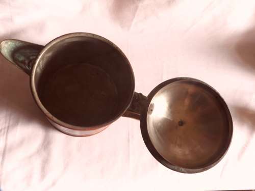 VINTAGE COPPER TEA POT  WITH BRASS HANDLE