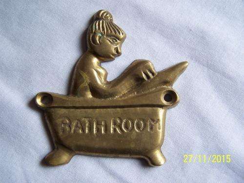 Brass Bathroom Sign