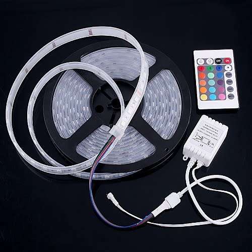 RGB 5M Waterproof LED Colorful RGB Flexible Led Light Strip + Remote + 12V Adapter