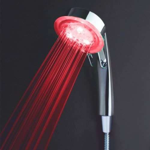 3 COLOR CHANGING LED New Water-Saving Hand-held Shower Head Rain RGB Changing LED Automatic Color