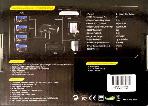 HDMI 1 IN 2 SPLITTER+GIFT