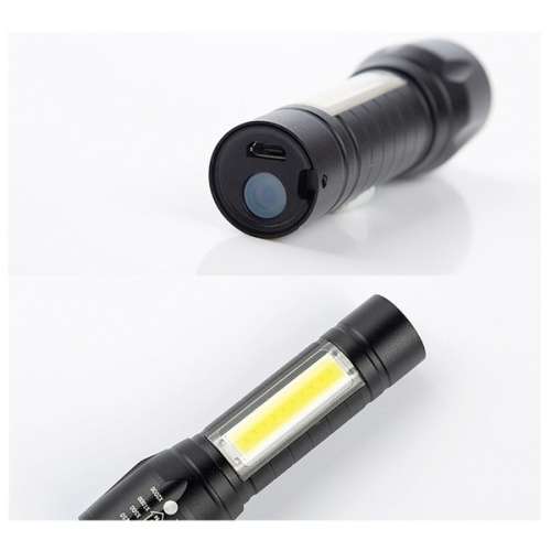 Multi-functional LED COB Torch Flashlight USB Rechargeable