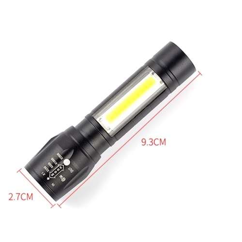 Multi-functional LED COB Torch Flashlight USB Rechargeable