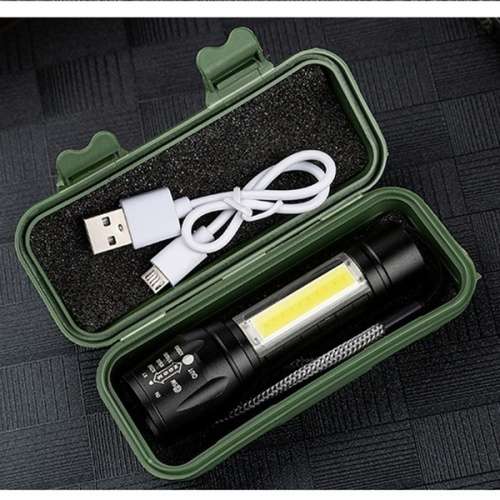 Multi-functional LED COB Torch Flashlight USB Rechargeable