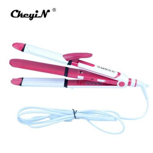 Professional 3 in 1 Ceramic Flat Iron Hair Straightener Curler Waver Styler Tool