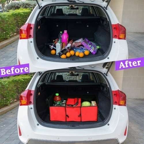 2-in-1 Car Boot Organiser Shopping Tidy Heavy Duty Collapsible Foldable Storage
