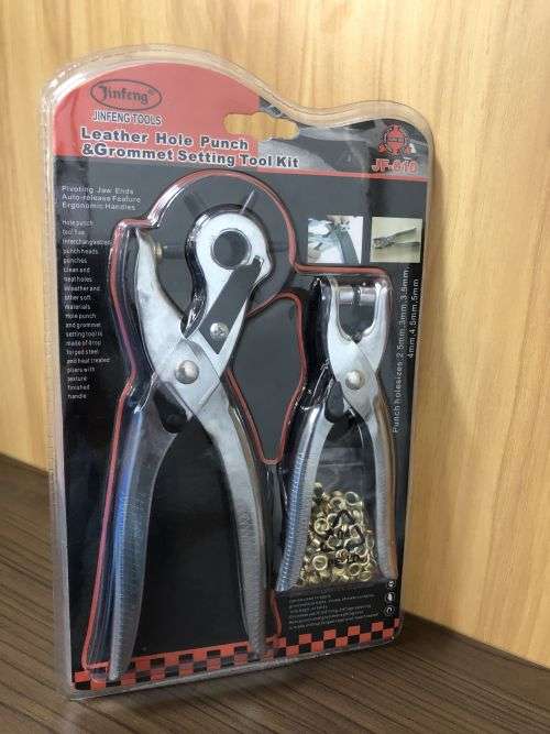 Leather Hole Punch & Grommet Setting Tool Kit C/W 100pc Eyelets 5mm