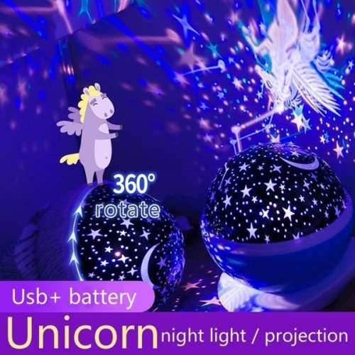 Unicorn Night Light Projector Night Lamp 360 Degree Rotating Color Changing +4pcs AA batteries gift