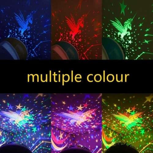 Unicorn Night Light Projector Night Lamp 360 Degree Rotating Color Changing +4pcs AA batteries gift