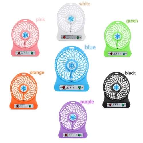 Fashion Summer 6 Colors Portable Rechargeable LED Light mini Fan  Mini Desk USB /18650 Battery