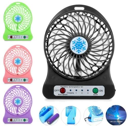 Fashion Summer 6 Colors Portable Rechargeable LED Light mini Fan  Mini Desk USB /18650 Battery