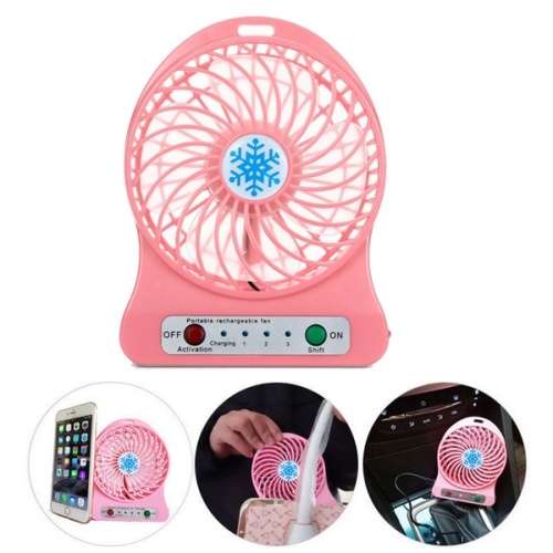 Fashion Summer 6 Colors Portable Rechargeable LED Light mini Fan  Mini Desk USB /18650 Battery