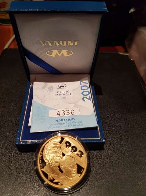 2007 MANDELA/DE KLERK 1 OZ PROOF GOLD COIN