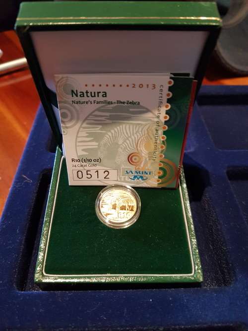 2013 ZEBRA 1/10 OZ GOLD PROOF COIN