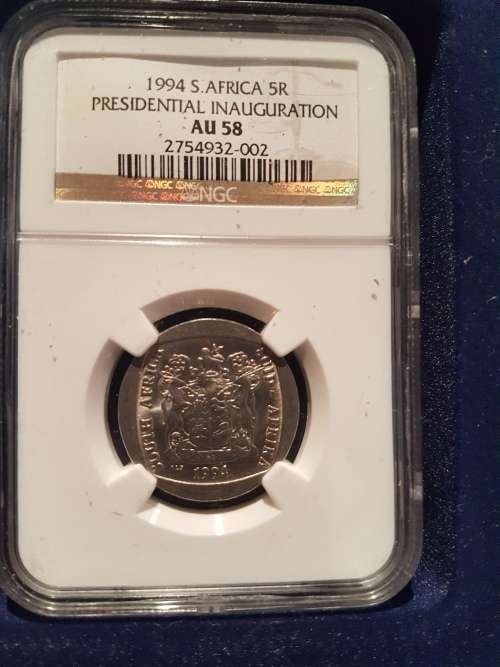 1994 INAUGURATION SILVER R5 GRADED AU58