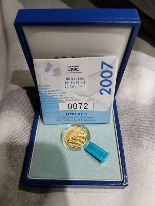 2007 MANDELA 1/10 Oz PROOF GOLD COIN WITH CERTIFICATE